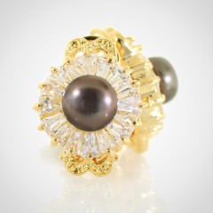 ARETES ENCHAPADO DE ORO CON PERLA